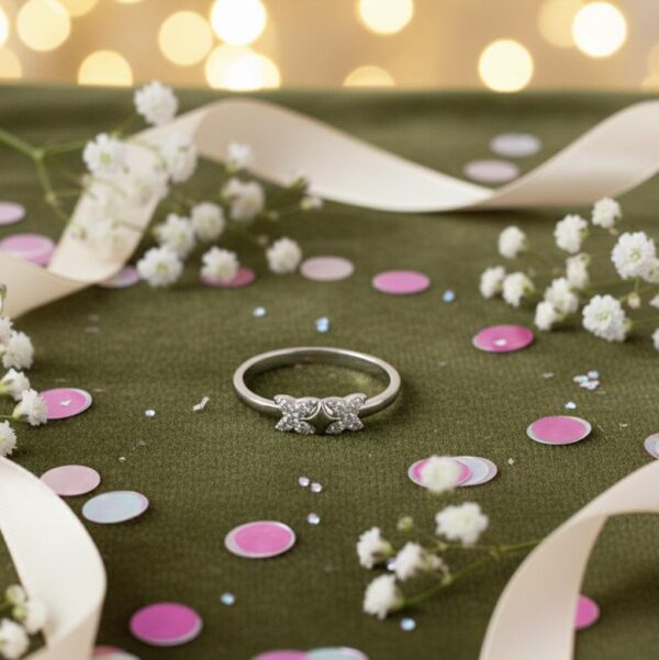 Celestial Twin Bow Ring in Sterling Silver 925