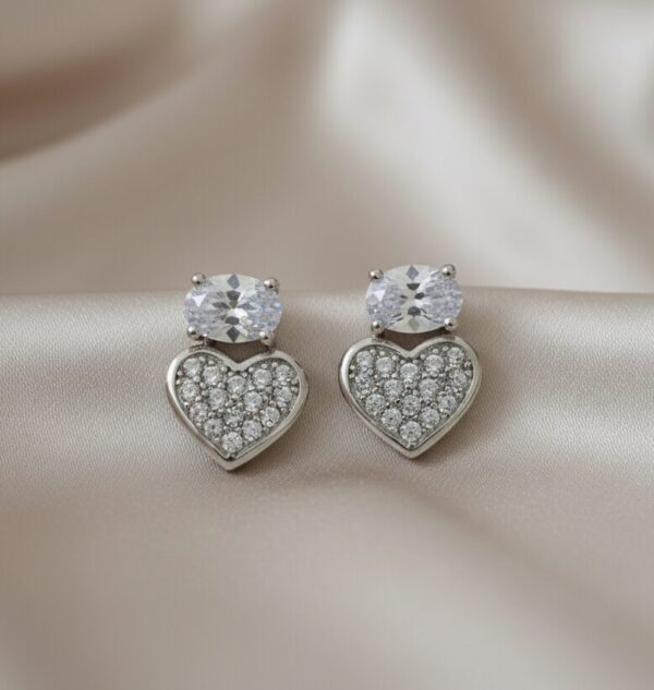 Crystal Heart Stud Earrings in Sterling Silver 925