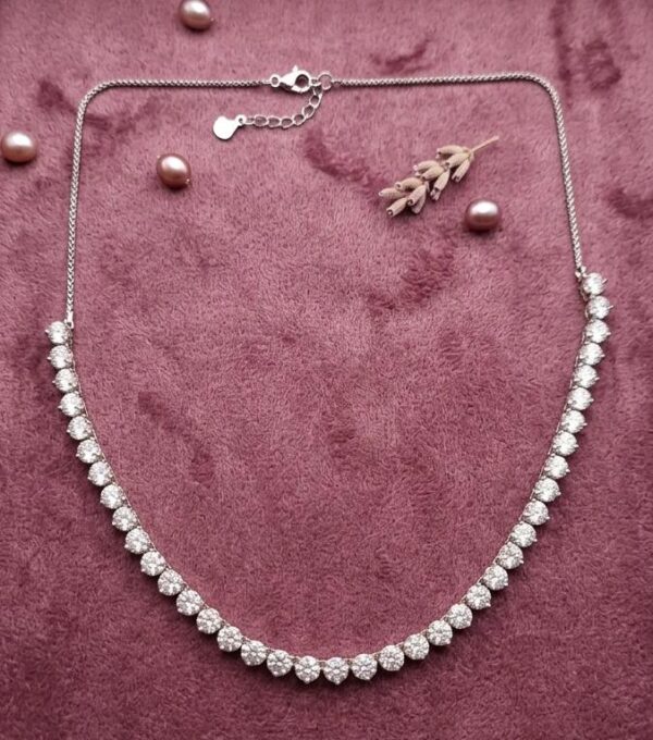 Sterling Silver Graduated Tennis Necklace with Sparkling Cubic Zirconia