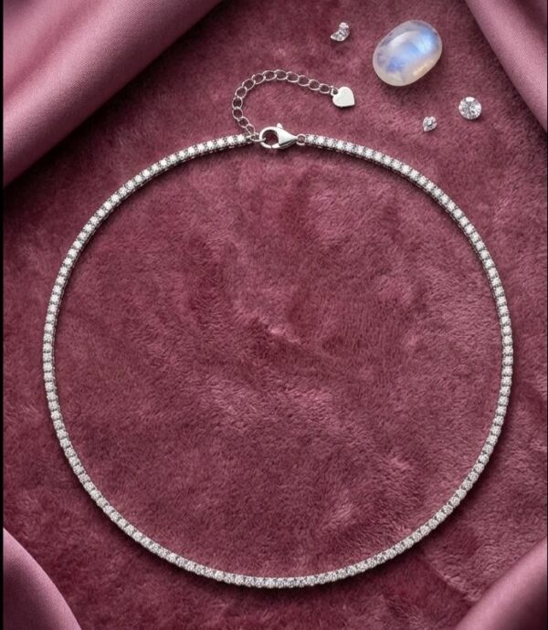 Crystal Tennis Necklace in Sterling Silver 925