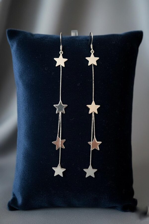 Four-Star Cascading Threader Earrings in Sterling Silver 925