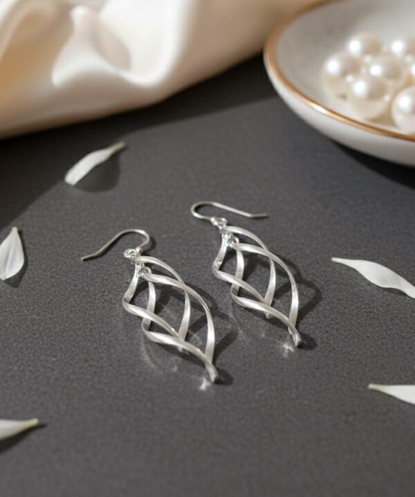 Twist Silver Drop Earrings in Sterling Silver 925