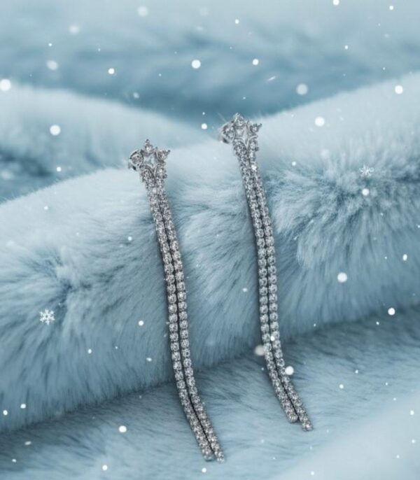 Shimmering Starburst Drop Earrings in Sterling Silver 925