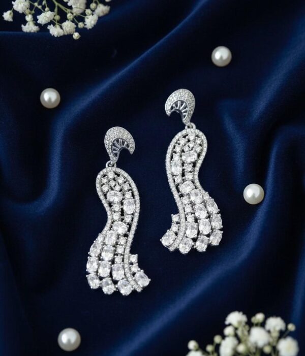 Shimmering Cascading Wave Statement Earrings in Sterling Silver 925