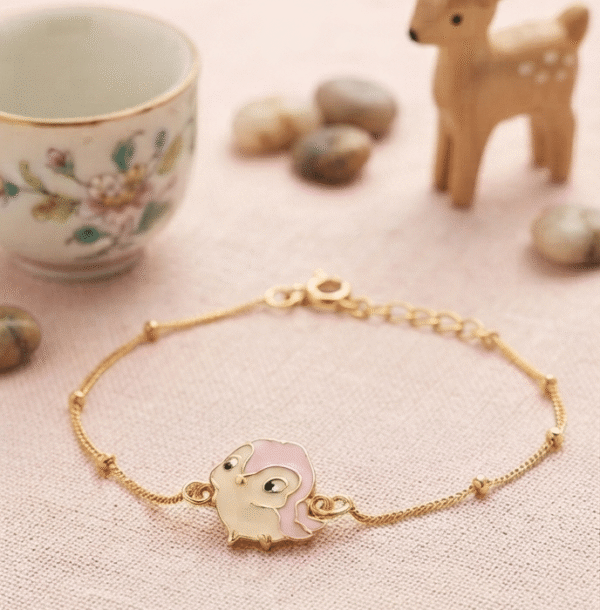 Pink Enamel Baby Girl Bracelet in Sterling Silver 925