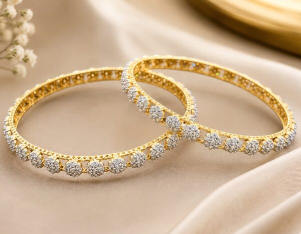Floral Sparkle Gold-Plated Bangle Set