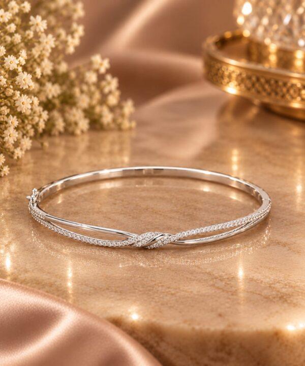 Sparkling Pavé CZ Crossover Knot Bracelet in sterling silver 925